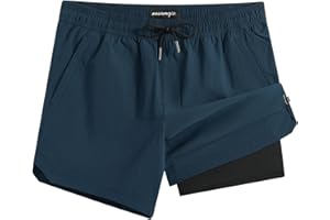 maamgic Mens Swim Trunks 5" with Compression Liner Stretch Quick Dry Swim Shorts Swimming Trunks Bathing Suits