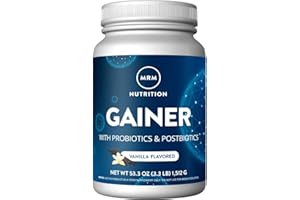MRM Nutrition Gainer Protein with Probiotics + Postbiotics | Vanilla Flavored | 25g Protein | Whey Concentrate + Isolate + micellar Casein| Slow + Fast digesting| with Digestive enzymes | 18 Servings