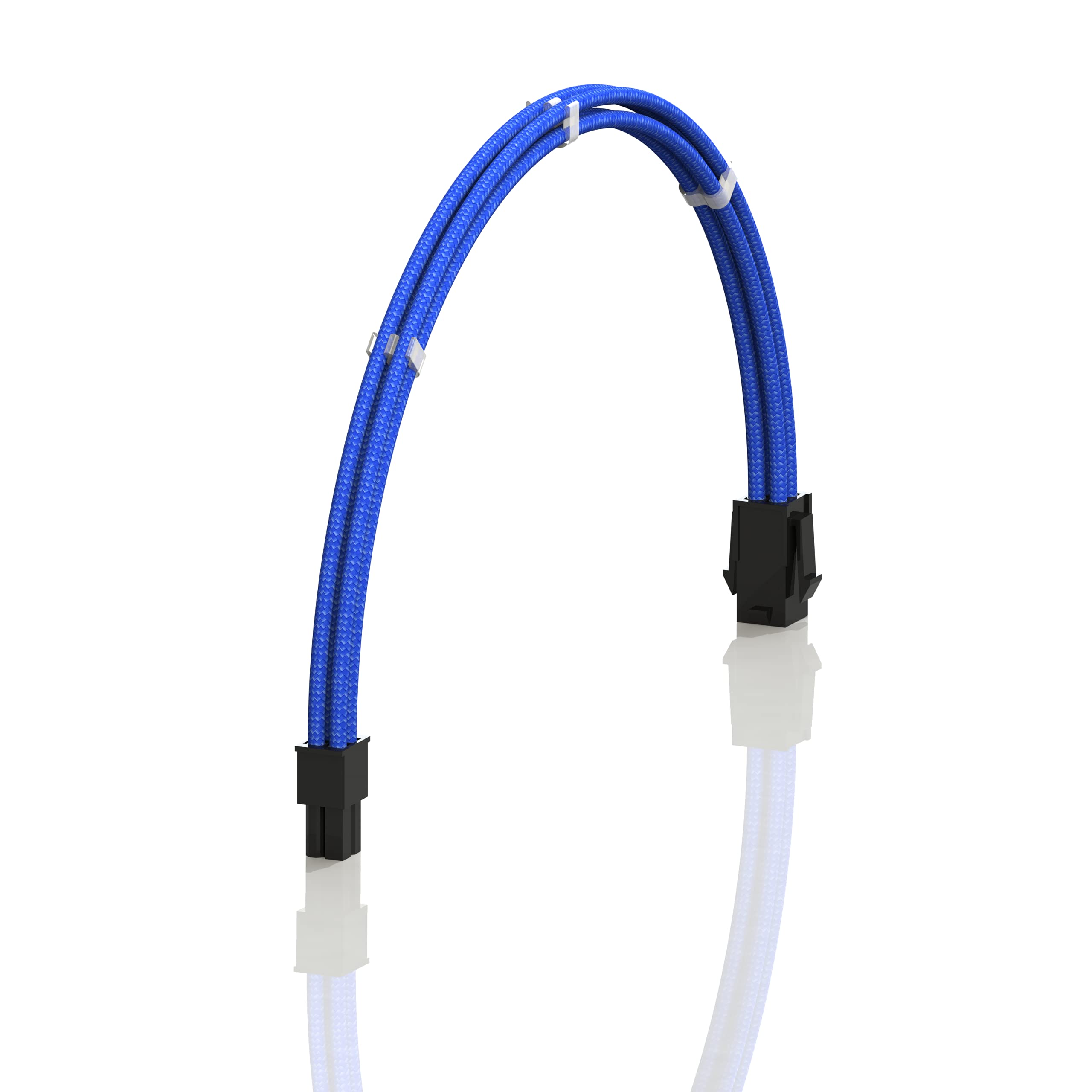 LINKUP - AVA 30cm EPS 4 Pin CPU ATX Motherboard PSU Power Supply Braided Sleeved Custom Mod PC Extension Cable w/Combs | Strong & Stiff Design | Single Pack | 300mm - Blue