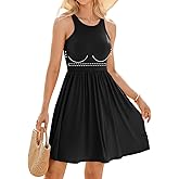 V FOR CITY Womens Summer Dresses with Built in Bra 2026 High Neck Beach Dress with Pockets Casual Flare Sun Dresses
