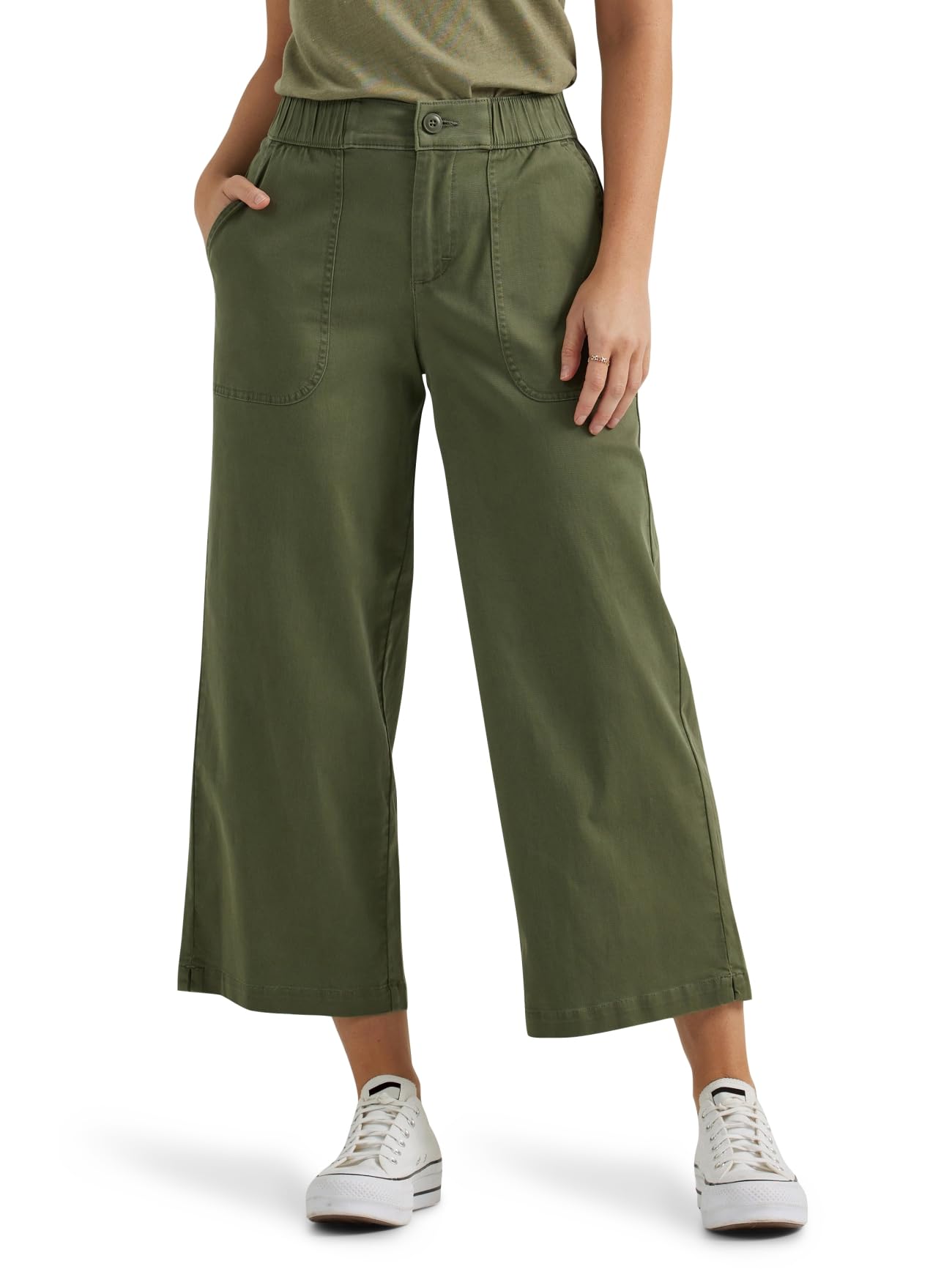 Lee Women’s Ultra Lux Comfort Utility Crop Capri Pant, Olive Night, 8