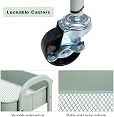 DoeWorks Storage Trolley on Wheels 3-Tier Teal Metal Cart 70cm 15kg per tier view 6