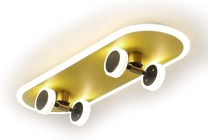 Gold Skateboard LED Deckenlampe Junge Kinderzimmer Dimmbar 32W - Skate