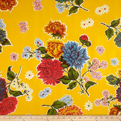 Oilcloth Mums Yellow Fabric By The Yard