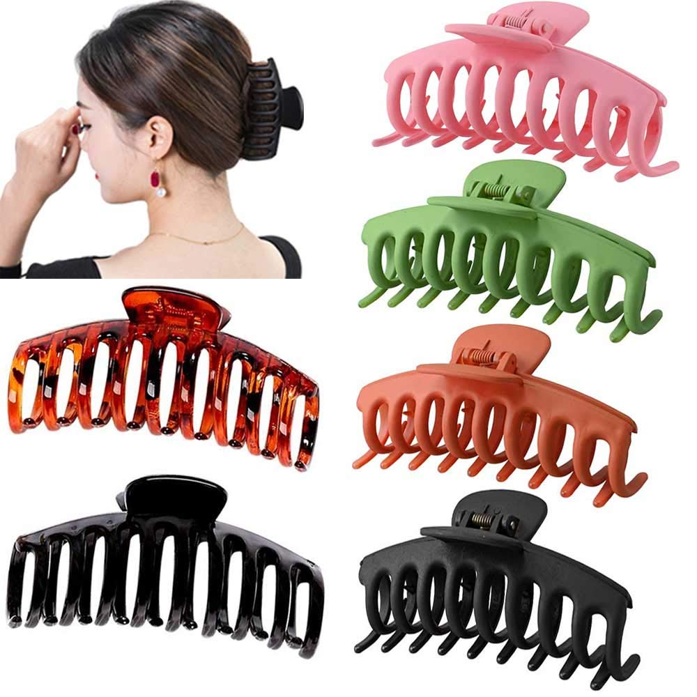 Large Matte Hair Claw Clips ,Plastic Non-Slip Big Hair Clips For Thick Hair ,Thin Hair ,Big Jaw Clips Strong Hold Hair ,Hair Styling Accessories for Women Girls 6PCS One Pack ,4.33 inch
