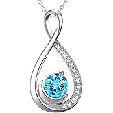 Dorella Mothers Day Jewelry Birthday Gifts for Women Forever Love Infinity Necklace Mom Wife May June Birthstones Emerald Ruby and More Stones Jewelry 925 Sterling Silver