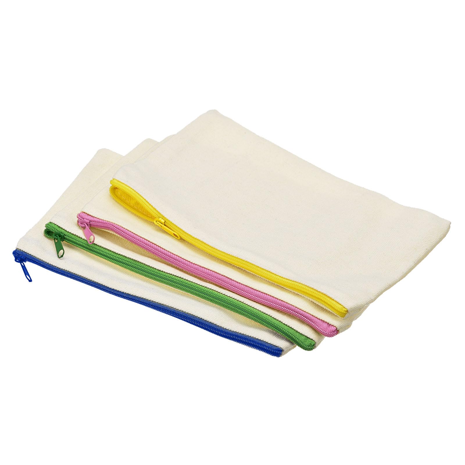 PATIKIL Canvas Zipper Pouch, 4 Pack Blank DIY Zip Bags Pencil Case Organizer Pockets for Craft Travel Accessory, Multicolored