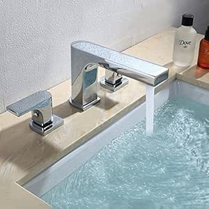 Maifeini Grifo De Baño Deluxe Chrome-Plated 3 Agujeros Bañera Ducha