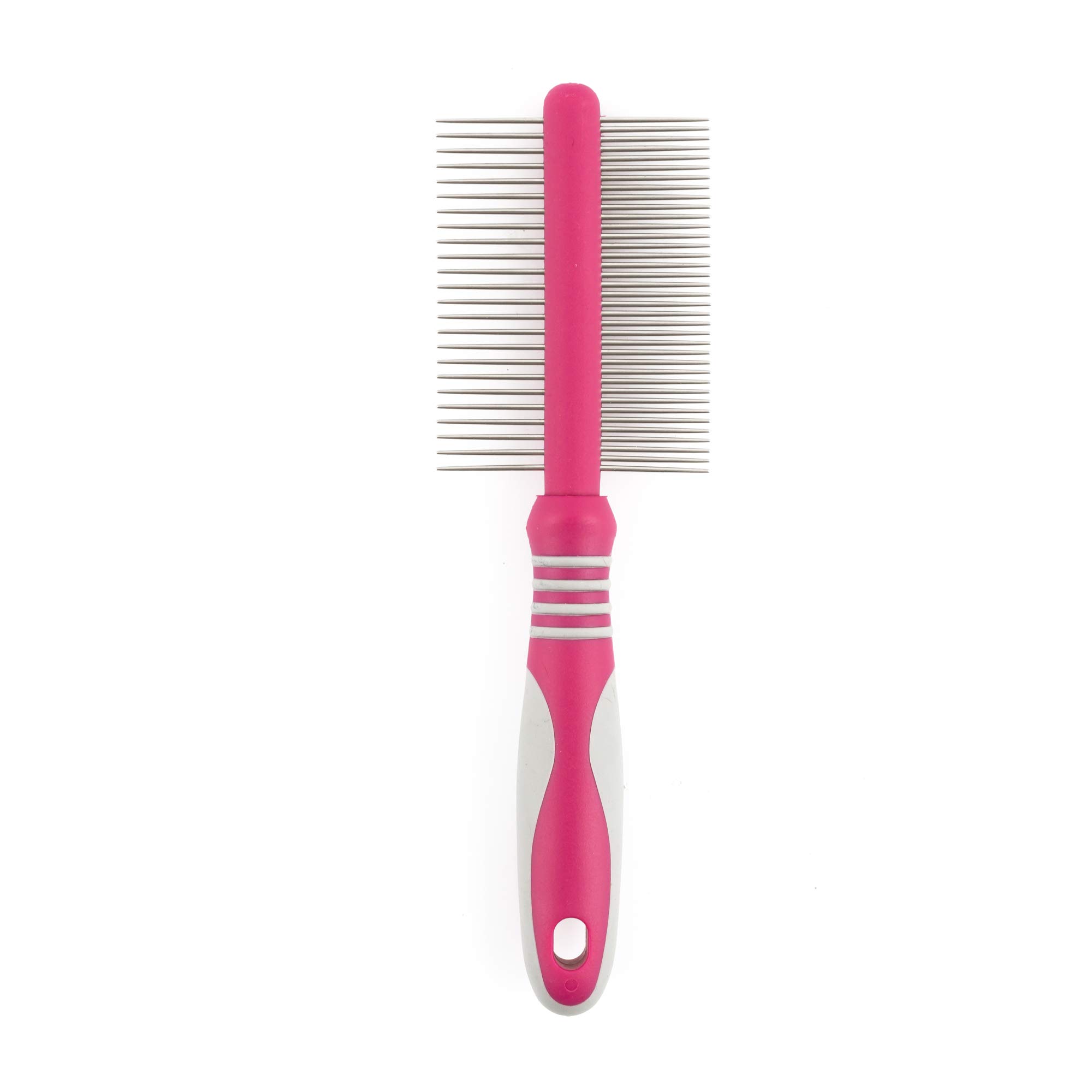 Ancol Ergo Double Sided Cat Comb - Red and White Grooming Tool with Wide and Fine Teeth - Stainless Steel Pins for Detangling and Smoothing - Gentle on Skin