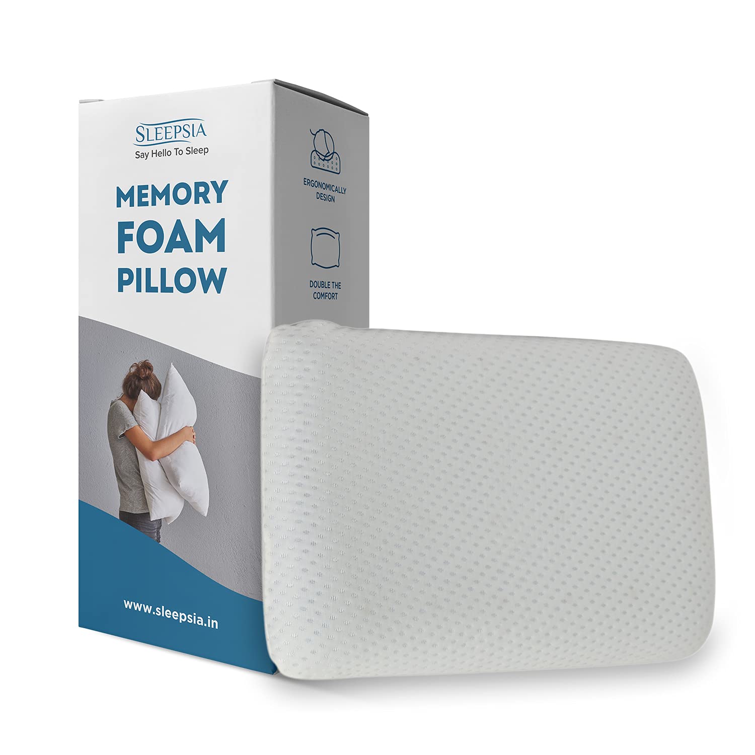 Sleepsia Memory Foam Neck & Body Pillow with Cooling Gel, Washable
