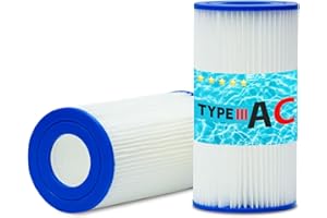 Lucasou Type III Pool Filter Cartridge Type A or C Compatible Replacement for 583XX 530XX Series Pool Pumps, Washable & Reusable (2pcs)