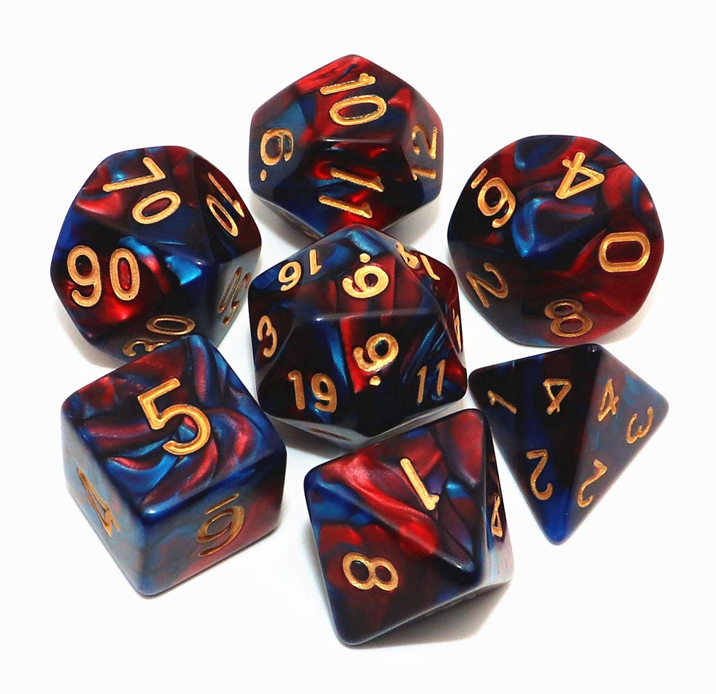 CREEBUY DND Dice Red Blue Polyhedral Dice Set for Dungeon and Dragons MTG RPG D&D D20 D12 D10 D8 D6 D4 — image 1