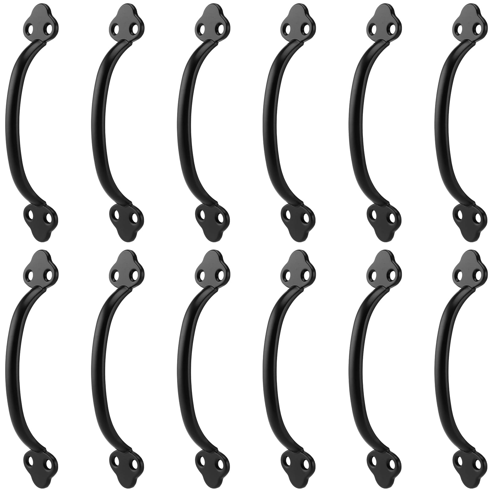 FUNSUEI 12 PCS Black Door Pull Handle - Retro Metal D Handles, Shed Door Handles with Screws, Gate Handle for Barn, Garden, Shed, Cabinet, Wardrobe, 14.3 x 3CM
