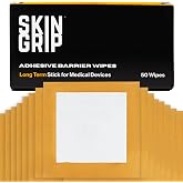 Skin Grip Adhesive Barrier Wipes, 50 Count, Skin Barrier Wipes for Ostomy | Medical-Grade Skin Adhesive Wipes, Protective Wipes for CGM Sensors, Ostomy, Catheters, Bandages &amp; Wound Care