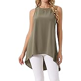 Seta T Women's High Low Tops Casual Sleeveless Blouse Crewneck Asymmetrical Loose Shirt Summer Top