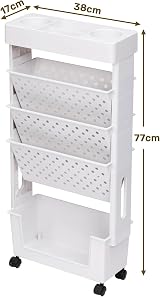 DOEWORKS Mobile Bookshelf on Wheels 5-Tier White Storage Cart Strong Wheels view 2