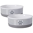 Bone Dry Paw & Patch Ceramic Pet Collection, Medium Set, 6x2", Gray, 2 Piece