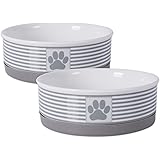 Bone Dry Paw & Patch Ceramic Pet Collection, Medium Set, 6x2", Gray, 2 Piece