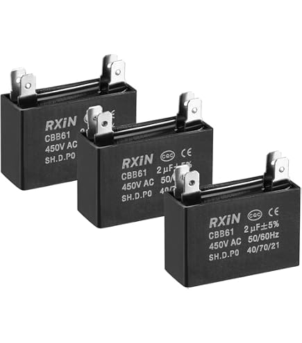 Uxcell CBB61 4uF 450V AC Ceiling Fan Capacitor - 2 Wires Metallized Polypropylene Film Capacitor 47x20x30mm