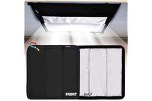 RVINGPRO Magnetic RV Skylight Shade 16"x16", Double-Side Foldable RV Vent Blackout Shade, Reflective Cover for Inside Camper, with Storage Bag, Black