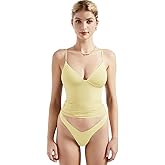 SUUKSESS Women Sexy Deep V Neck Sleeveless Fitted Basic Tops Y2K Tank Top Cami