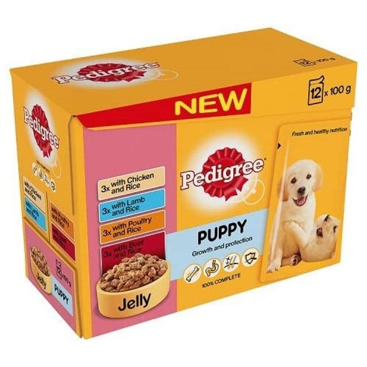 Pedigree Puppy Wet Food with Meat Selection in Jelly, 12 x 100g