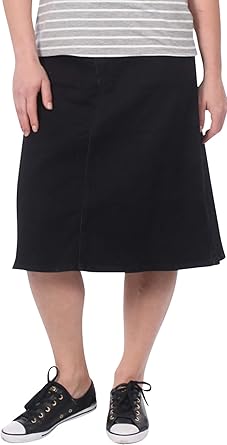 knee length a line denim skirt