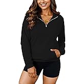 YeGine Womens Sweatshirt Oversized Quarter Zip Pullover Half Zip Long Sleeve Top