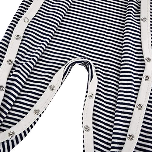 Baby Footed Pajamas with Mittens - 3 Packs Boys Baby Footie Onesies Sleeper Newborn Cotton Sleepwear Infant Outfits (3-6 Months, Grey/Stripe/Excavator) - Thumbnail 5