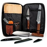 GSI Outdoors, Rakau Gourmet 3-Piece Camping Knife Set with Stainless Steel Blades and Waterproof Wood Handles, Perfect for Ou