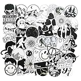 Stickers for Water Bottles Big 50-Pack Cute Cartoon Aesthetic Trendy Stickers for Teens,Girls,Kids Perfect for Waterbottle Laptop Phone Travel Extra Durable 100% Vinyl (Black & White)