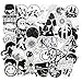 Stickers for Water Bottles Big 50-Pack Cute Cartoon Aesthetic Trendy Stickers for Teens,Girls,Kids Perfect for Waterbottle Laptop Phone Travel Extra Durable 100% Vinyl (Black & White)