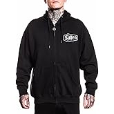 Sullen Men's Corpo Coffin Tattoo Lifestyle Graphic Long Sleeve Zip Up Hooded Fleece Sweatshirt Black