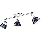 Duncan 3-Light Semi-Flush - Track Light in Chrome with Matte Navy