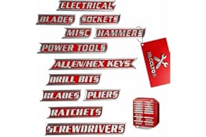 Magnetic Tool Box Labels Black for Organization Magnet Toolbox Cart Chest Accessories Drawers Organizer Heavy Duty 12 Pack of