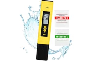 JONMON PH Meter Digital Water Tester - PH Water Hydroponics 0.01 High Accuracy Testing Pen with 2 Calibration Packets for Dri