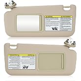 Hurotoms Left &amp; Right Sun Visor with Light for 2006-2013 Toyota RAV4, Driver &amp; Passenger Beige Visor Assembly, Replacement 74320-42501-B2, 74310-42452-B2,
