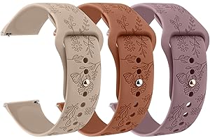 Meliya Silicone Watch Bands Quick Release 20mm 22mm Bands, Floral Engraved Soft Silicone Rubber Sport Replacement Watch Strap for Women Men