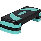 Non-Slip 31 Inch Aerobic Exercise Step Platform 4"-6"-8" Height Adjustable Risers for Home Gym Cardio Training Fitness Workout Stepper Trainer