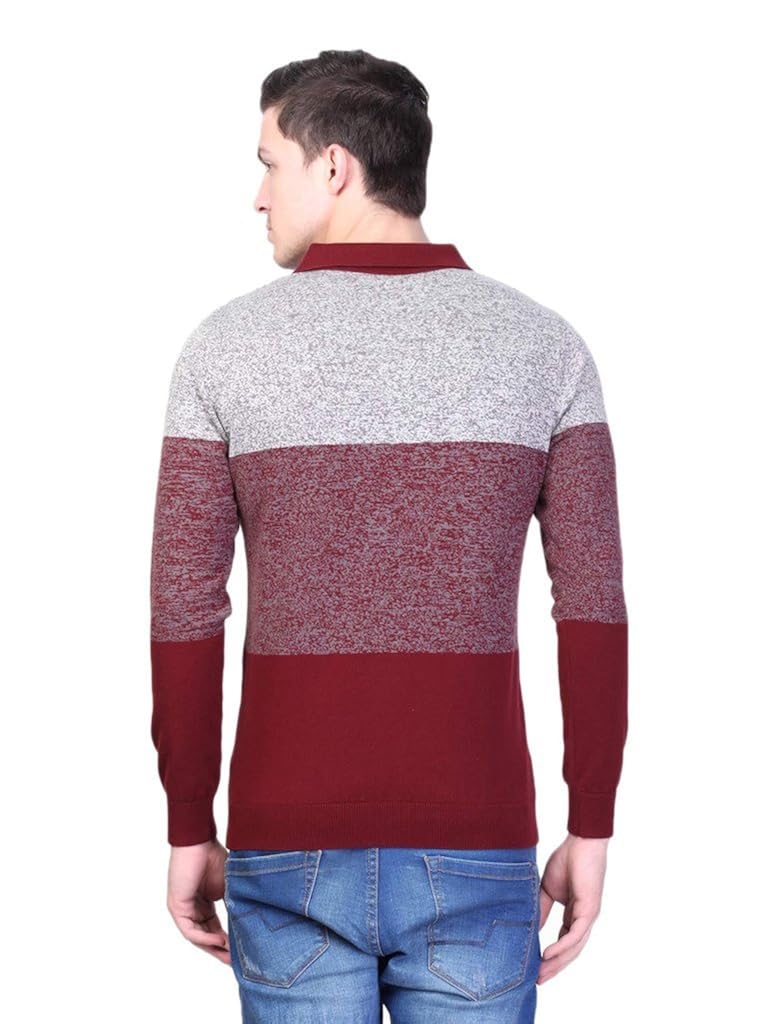 men's polo neck full sleeves striped cotton autumn winter t-shirt