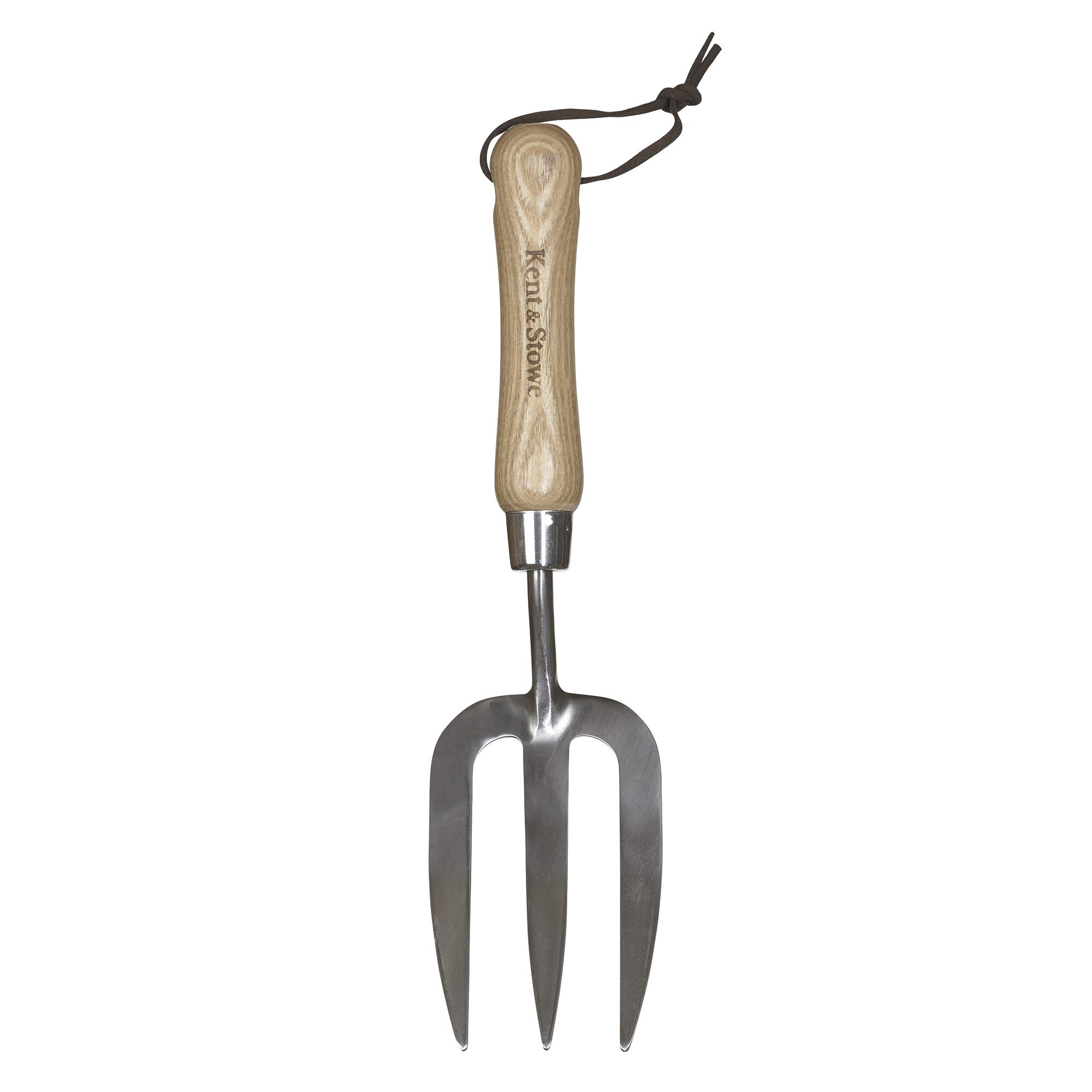 Kent & Stowe Hand Fork - Stainless Steel Flower Fork for Garden Care Garden Fork with Short Handle Ash Wood Length 31cm