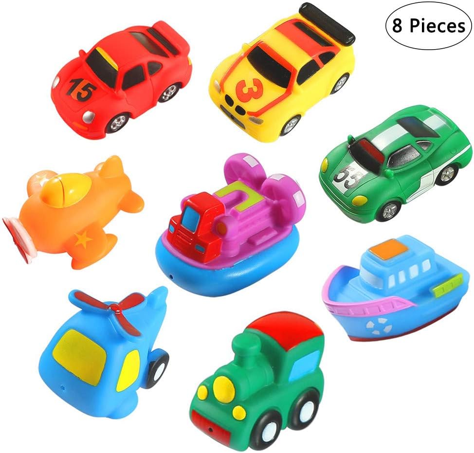 Bebester Floating Bath Toys, Baby Squirt Toys Bath Boat Toys Kids Bathtub Swimming Pool Rubber Float Squeeze Sound Toys Water Game Learning Educational Toy For Kids Toddlers