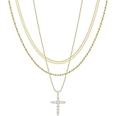 Easter Basket Stuffer Cross Necklace for Women Girls, Dainty 14K Gold Silver Plated Cross Choker Jewelry Non Tarnish Waterproof Cute Simple Small Necklace Christian Baptism Religious Faith Jewelry Gifts
