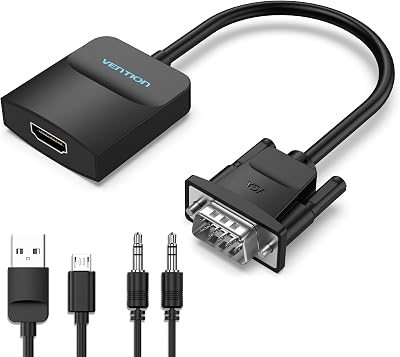 VENTION VGA to HDMI Adapter Converter with Audio 1080P PC Laptop Monitor ABS