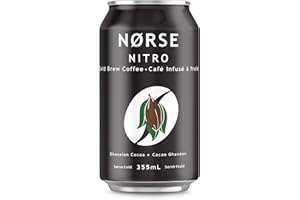 Norse Brew Nitro Cold Brew Coffee, Ghanian Cocoa, Single Origin, Brewed in Canada, 355ml can