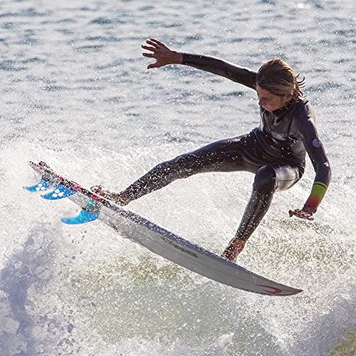 Tanice Surfboard Fins 3 Fins G5 Size FCS Base Surfboard Thrusters with 10'' Coiled Leash, 1 Fin Key and 6 Screws - Thumbnail 2