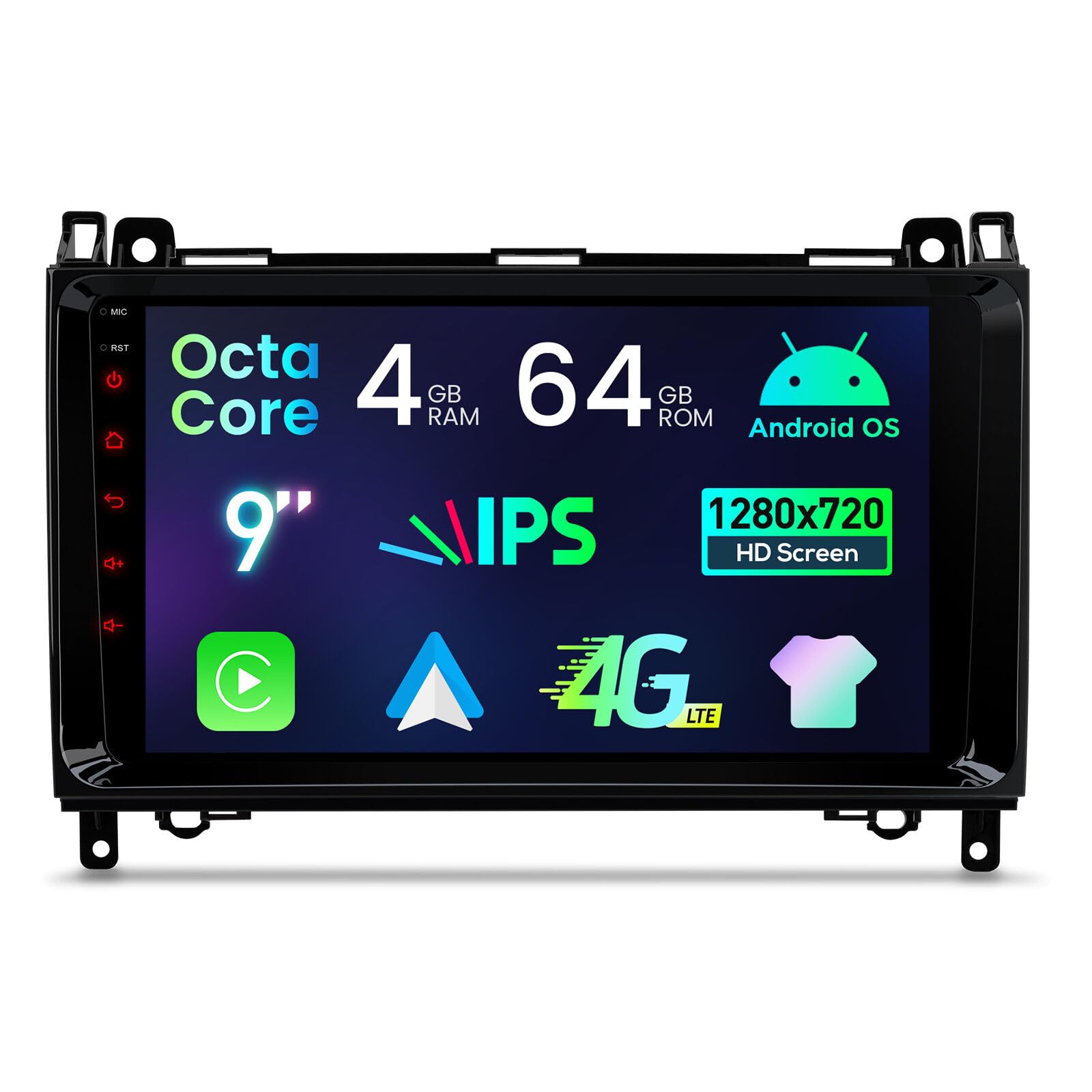 XTRONS 9" Android Octa-Core 4+64GB Car Stereo Radio Player for Mercedes Benz W169 W245 W639 W906, IPS Screen DSP 4G Wireless CarAuto Play GPS Navigation Bluetooth WiFi Cooling System, Optional DAB+