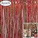4 Pack Christmas Decoration Backdrop - 3 ft x 8 ft Foil Fringe Curtains Tinsel Curtain Party Photo Backdrop for Birthday Xmas Holiday Party Decor