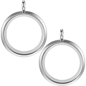 Ymapinc 2Pcs Photo Pendant Locket Charms, Photo Memory Necklace Charms | Stainless Steel Picture Locket, Memory Picture Jewel