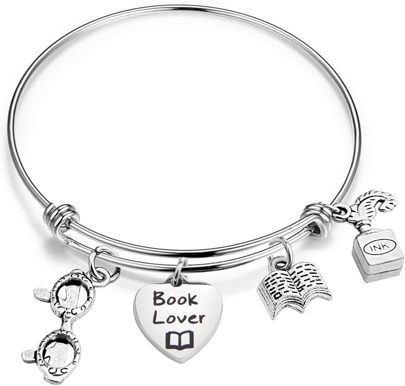 KUIYAIBook Lover Bracelet Literary Gift Bookworm Bracelet Inspirational Jewelry